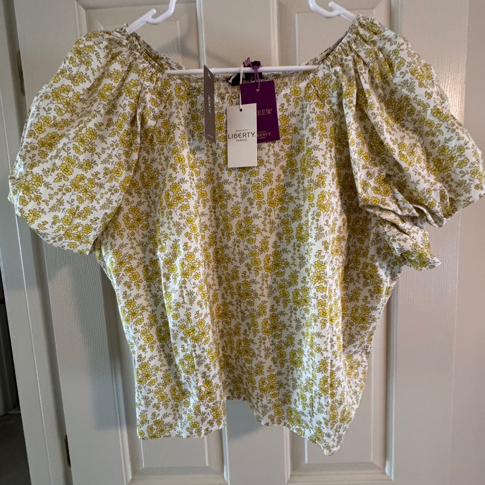J Crew and Liberty of London Fitted Puff-sleeve Top- 22- XL-NWT